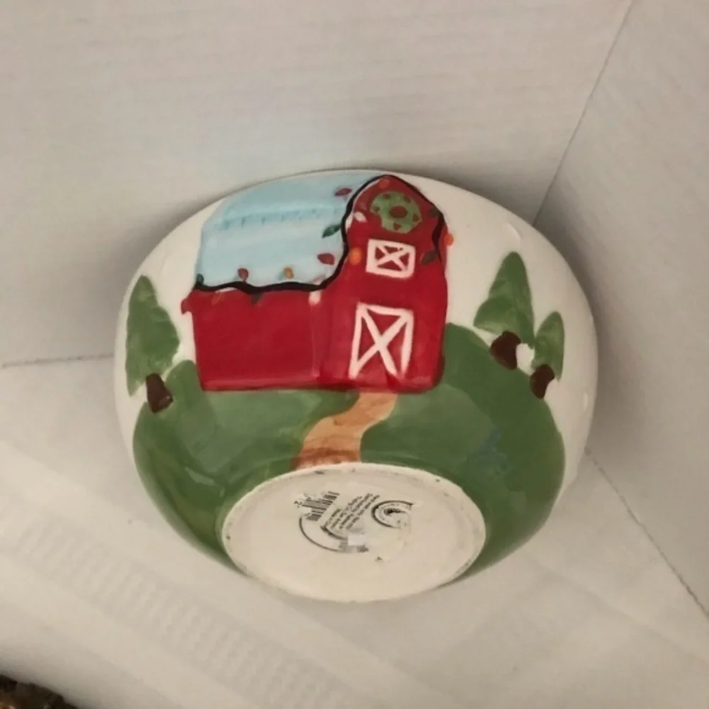 Haven & Key Vintage Barn & Red Truck Christmas Bowls